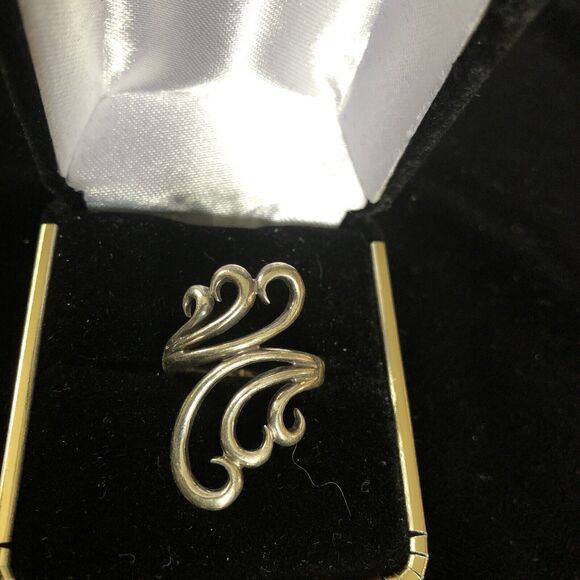 Stunning vintage Sterling.925 Italy Modernist Swirl abstract ring band Sz 6 - Picture 6 of 6